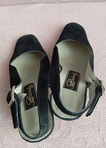 Siyah Süet Tokalı Stiletto Kadın Ayakkabı - Görsel 2