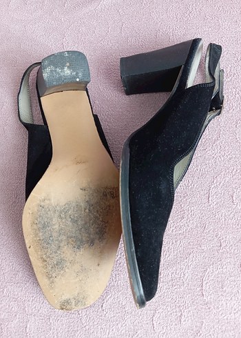 Siyah Süet Tokalı Stiletto Kadın Ayakkabı - Görsel 4