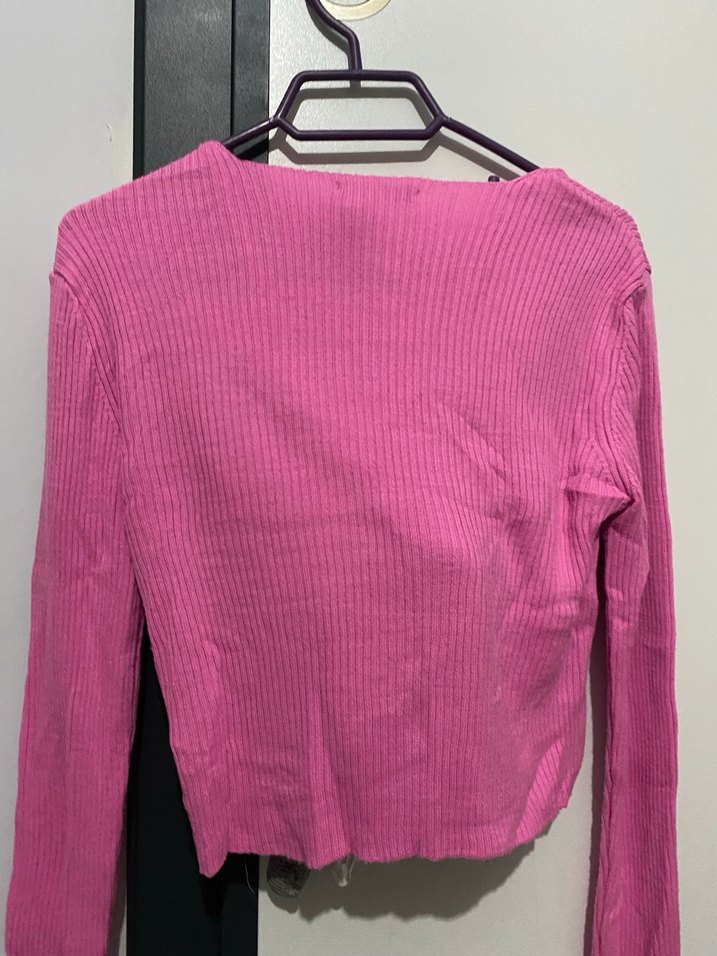 Trendyolmilla Pembe Triko Hırka Bluz Takım - Görsel 3