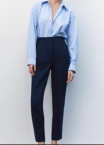 Zara Piliseli Lacivert Pantolon