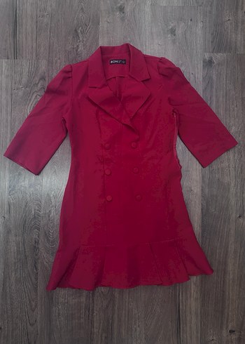 Kırmızı V Yakalı Midi Henna Elbise - Görsel 6