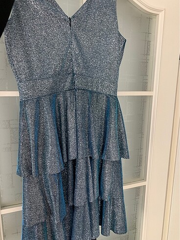 40 Beden mavi Renk Simli mini abiye elbise
