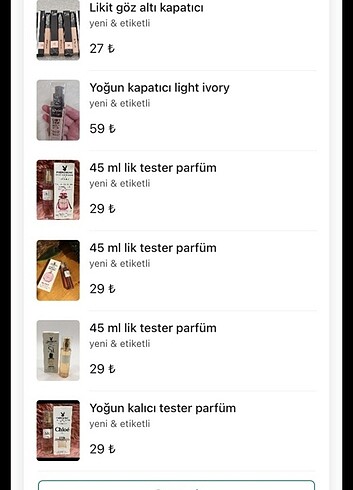 3 parfum 1 kapatıcı 1 fondöten gonderilecektir 