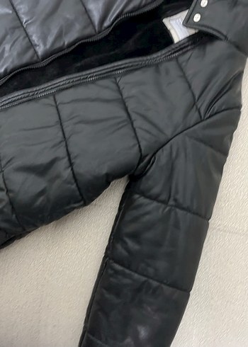 Kız Çocuk Siyah Deri Kürklü Mont 8-9 Yaş - Görsel 2