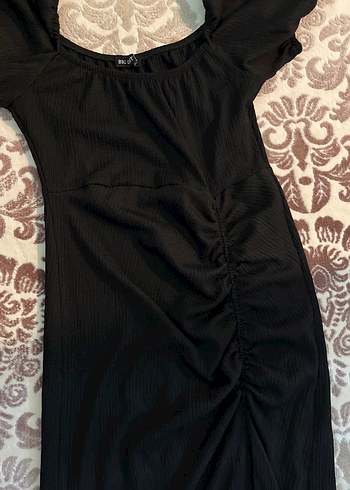 Uzun Siyah Drapeli kadin elbise - Görsel 2