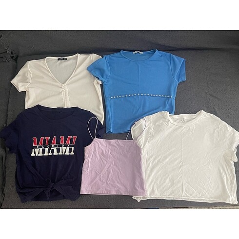 H&M Kısa kollu crop tshirt üst