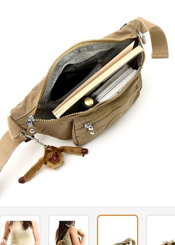 Bej Kemerli Kadın Bel Çantası - Görsel 5