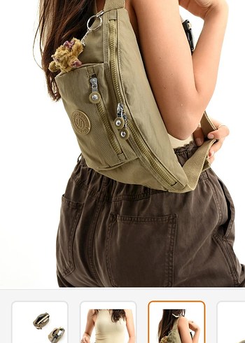 Bej Kemerli Kadın Bel Çantası - Görsel 2