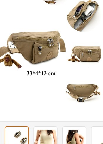 Bej Kemerli Kadın Bel Çantası - Görsel 6