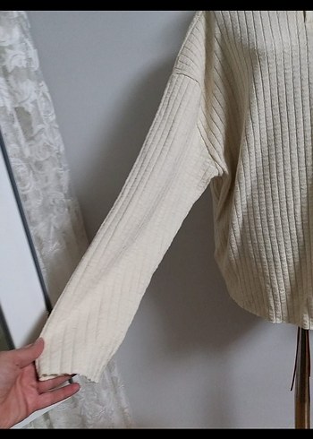 Beyaz Örgü Kadın Kazak - Görsel 4