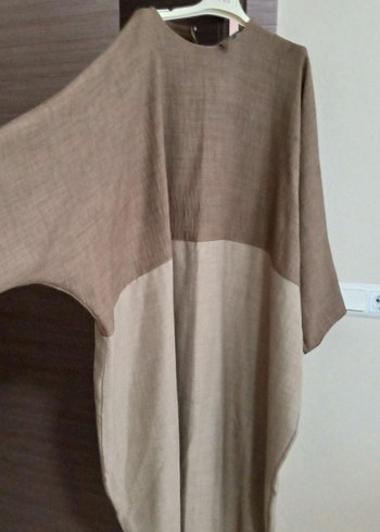 büyük beden keten tesettür elbise - Görsel 3