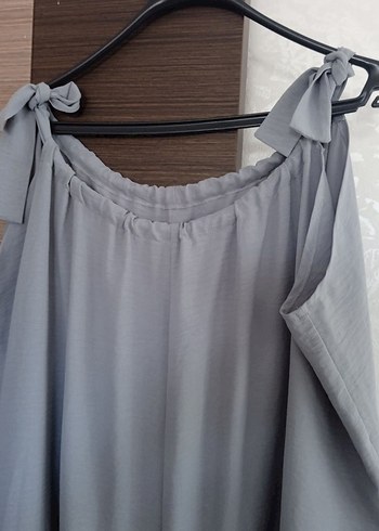 Gri Kadın ayrobin kumaş salopet - Görsel 8