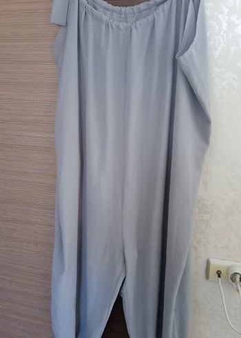 Gri Kadın ayrobin kumaş salopet - Görsel 6