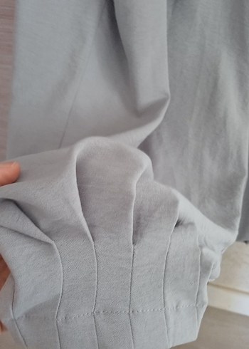 Gri Kadın ayrobin kumaş salopet - Görsel 5