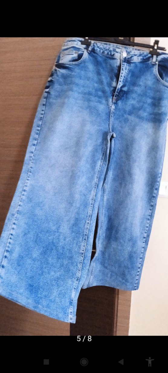 büyük beden  bol paça kot pantolon - Görsel 2