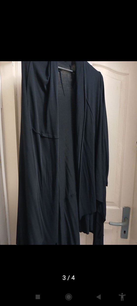 Siyah Uzun Rahat Kesim mevsimlik hırka - Görsel 3