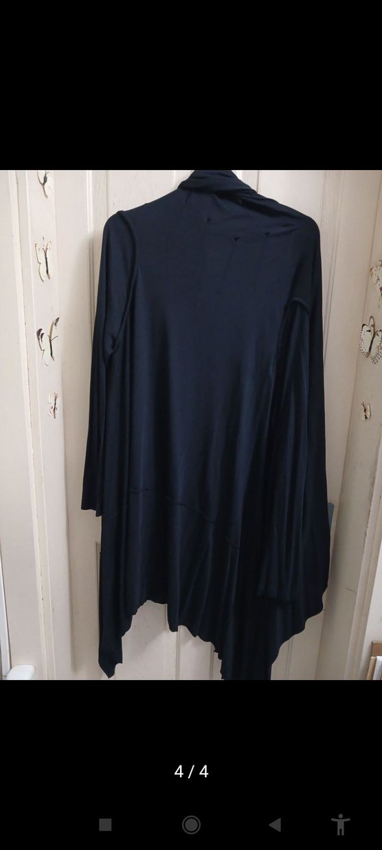 Siyah Uzun Rahat Kesim mevsimlik hırka - Görsel 5