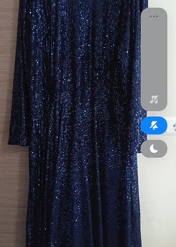 Lacivert Drapeli Uzun Kollu Abiye Elbise - Görsel 2