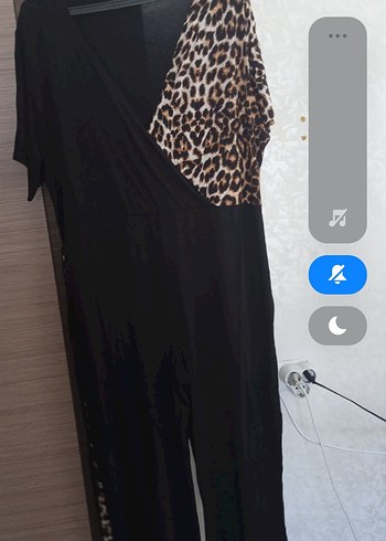 büyük beden Leopar Desenli V Yaka tulum - Görsel 6