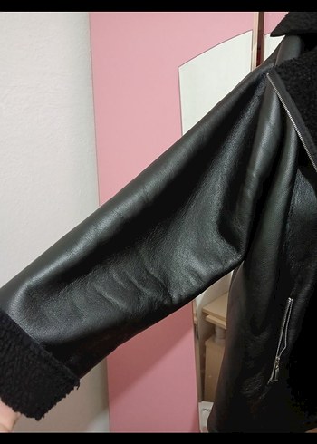 Siyah Kürklü Deri Kadın Ceket - Görsel 5