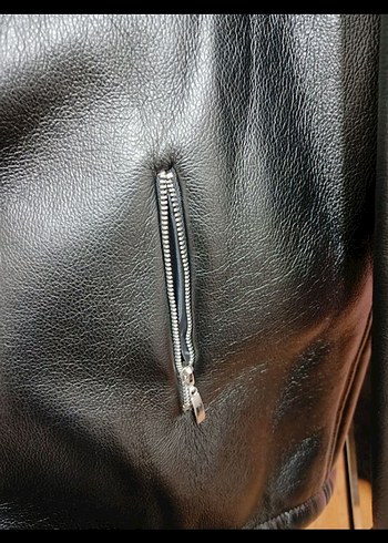 Siyah Kürklü Deri Kadın Ceket - Görsel 6