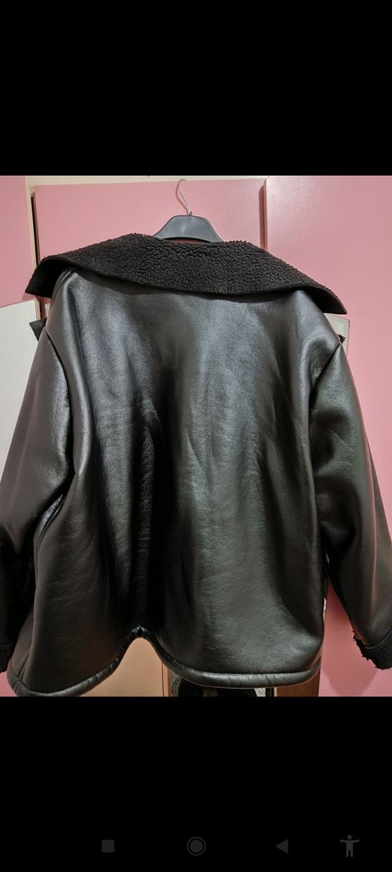 Siyah Kürklü Deri Kadın Ceket - Görsel 2