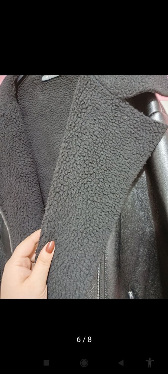 Siyah Kürklü Deri Kadın Ceket - Görsel 3