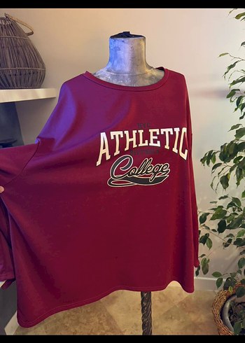 Bordo Baskılı Oversize Sweatshirt - Görsel 2