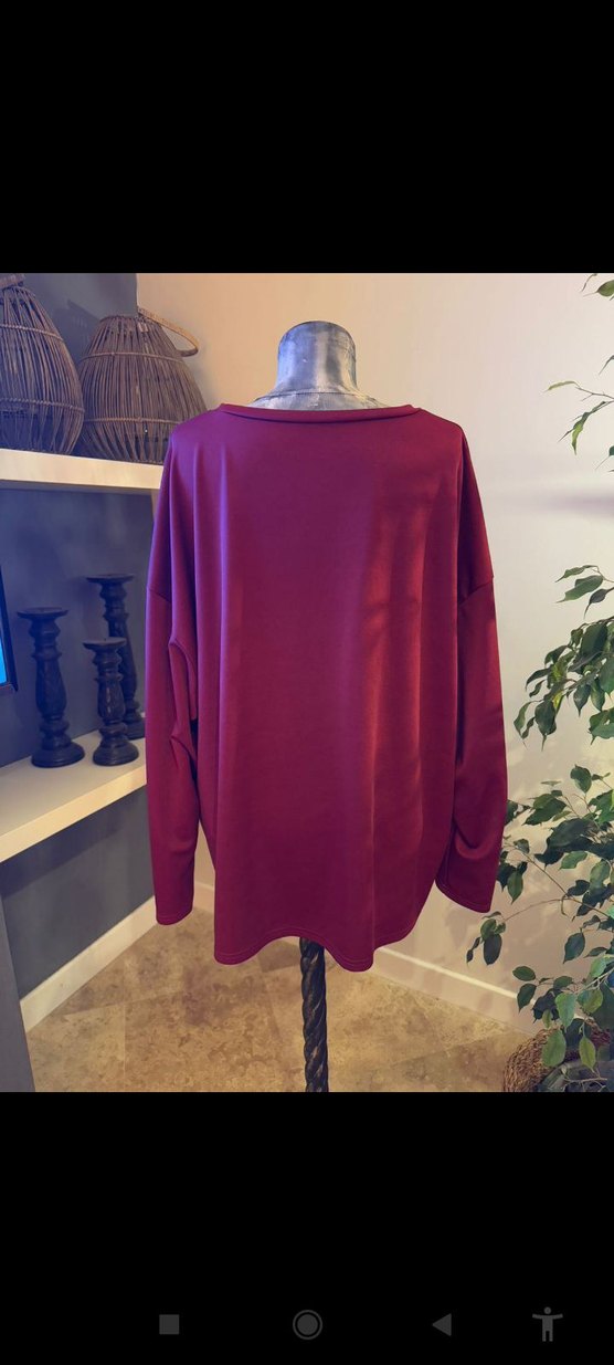 Bordo Baskılı Oversize Sweatshirt - Görsel 5