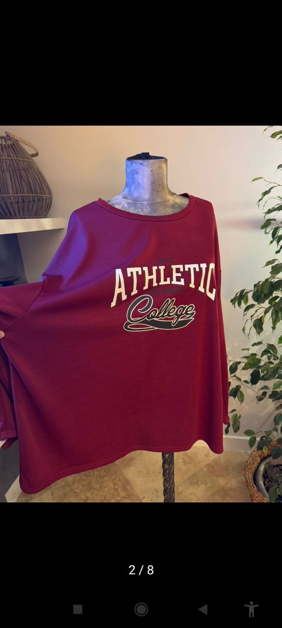 Bordo Baskılı Oversize Sweatshirt - Görsel 2