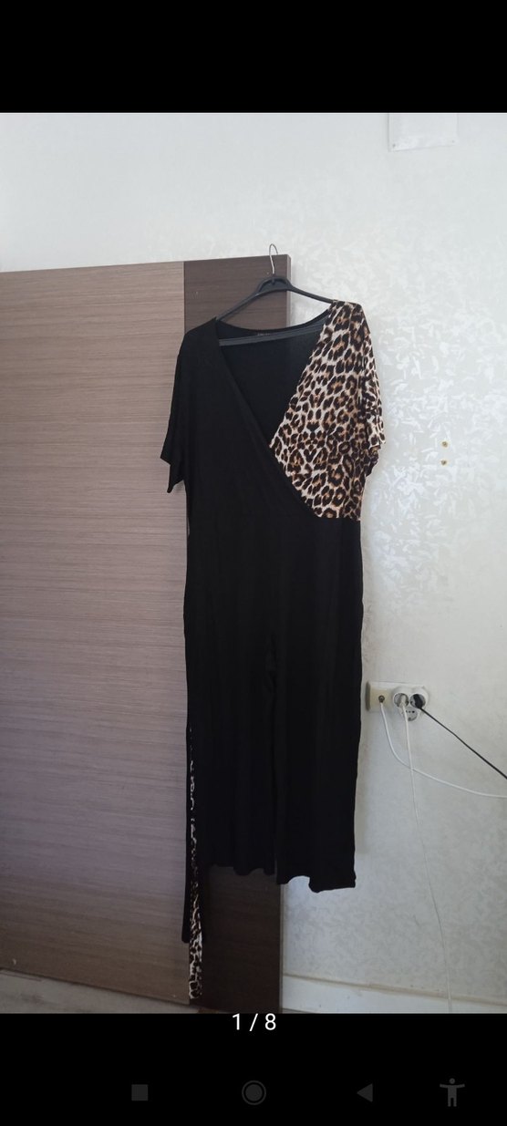 Leopar Desenli V Yaka tulum - Görsel 2