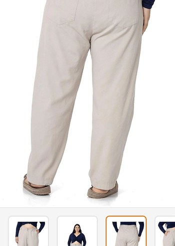 Bej Pamuklu Rahat Kesim Kadın Pantolon - Görsel 6