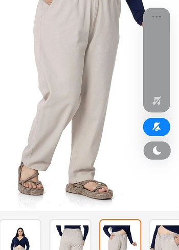 Bej Pamuklu Rahat Kesim Kadın Pantolon - Görsel 3