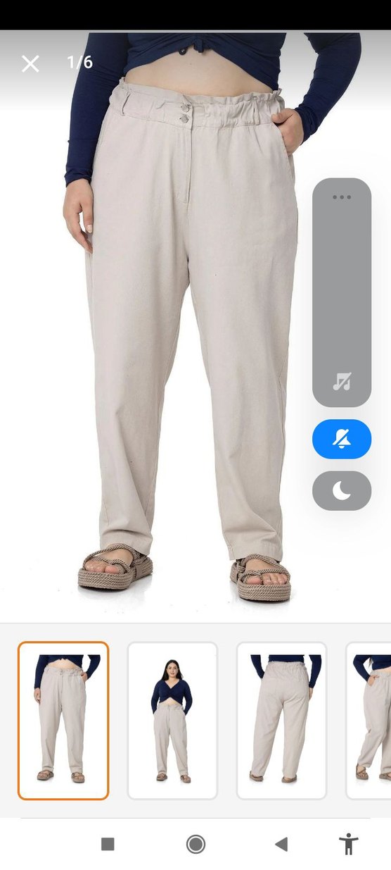 Bej Pamuklu Rahat Kesim Kadın Pantolon - Görsel 4