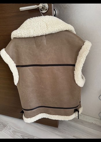 Kürk Detaylı Kahverengi Süet Kadın Yelek - Görsel 2