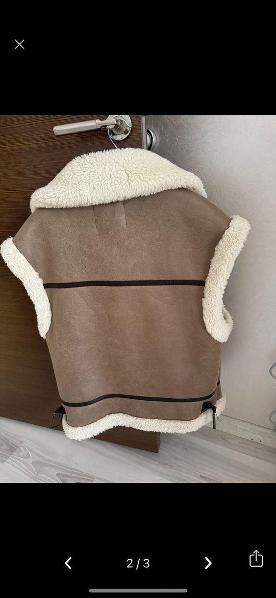 Kürk Detaylı Kahverengi Süet Kadın Yelek - Görsel 2