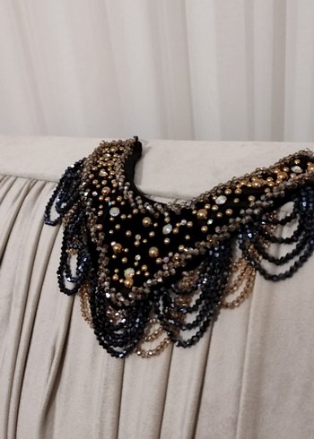 Boncuk İşlemeli Siyah Uzun Kollu tesettür Bindallı - Görsel 8