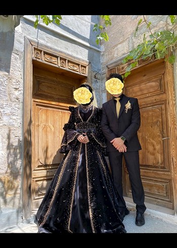 Boncuk İşlemeli Siyah Uzun Kollu tesettür Bindallı - Görsel 3