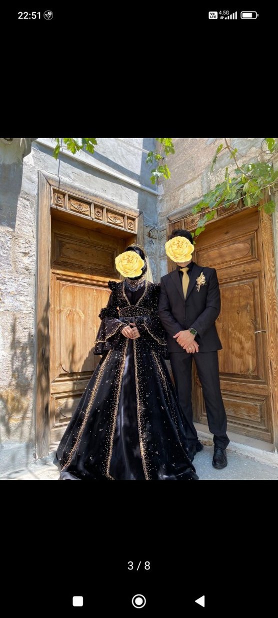 Boncuk İşlemeli Siyah Uzun Kollu tesettür Bindallı - Görsel 3