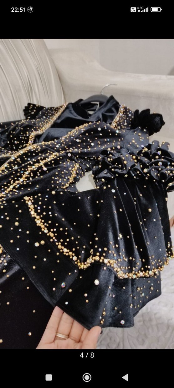 Boncuk İşlemeli Siyah Uzun Kollu tesettür Bindallı - Görsel 4