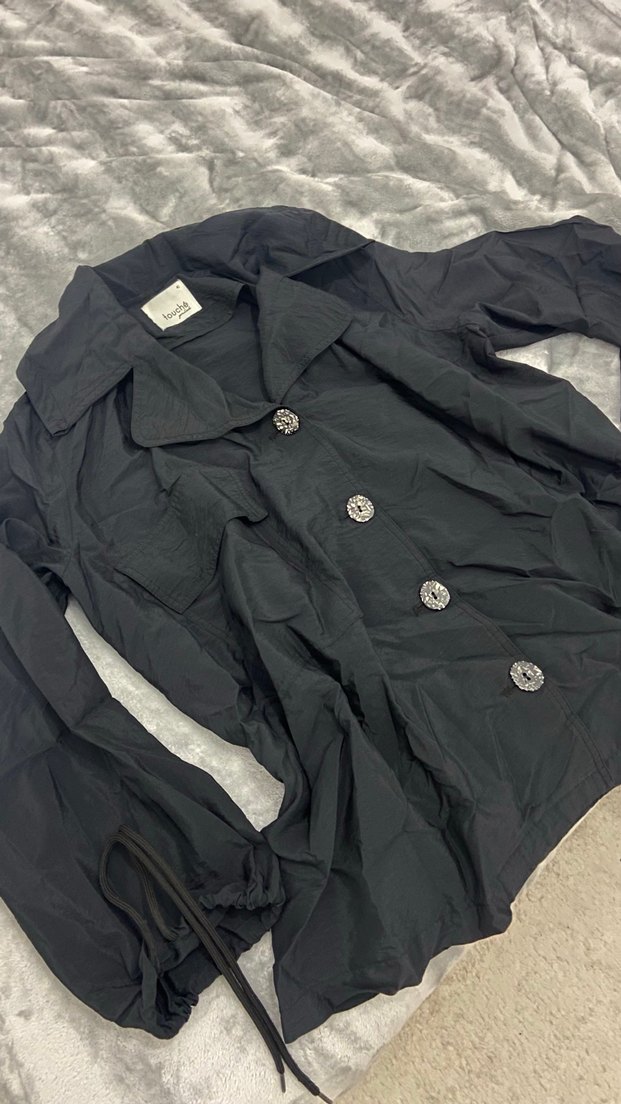 Touche marka Siyah antraist renk Düğmeli Kadın Trençkot ceket - Görsel 2