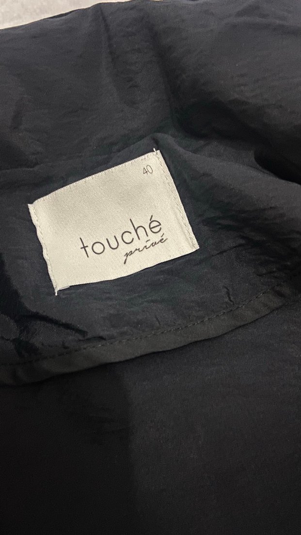 Touche marka Siyah antraist renk Düğmeli Kadın Trençkot ceket - Görsel 3