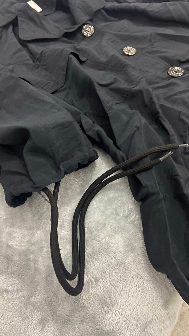 Touche marka Siyah antraist renk Düğmeli Kadın Trençkot ceket - Görsel 4