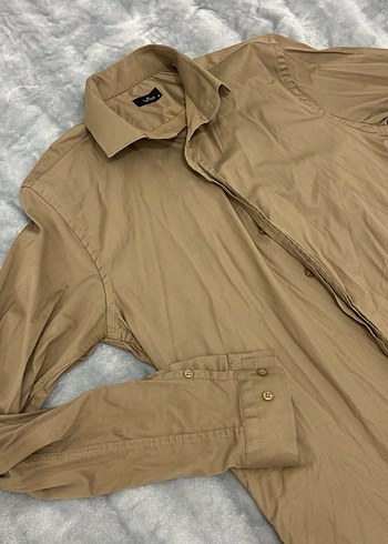 Bej Kısa Kollu Düğmeli erkek Gömlek - Görsel 2