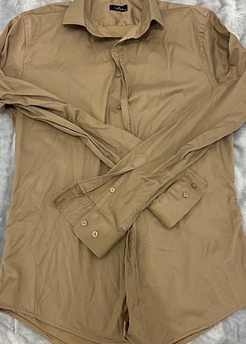 Bej Kısa Kollu Düğmeli erkek Gömlek - Görsel 3