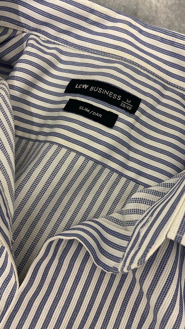 Mavi beyaz Gri Çizgili Kısa Kollu Erkek Gömlek - Görsel 2