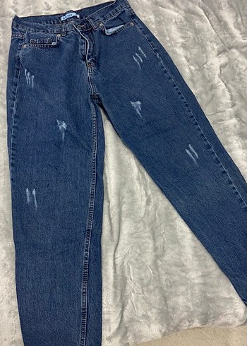 Kadın Mavi Bol Kesim Kot Pantolon - Görsel 2