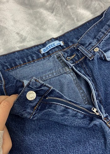 Kadın Mavi Bol Kesim Kot Pantolon - Görsel 5