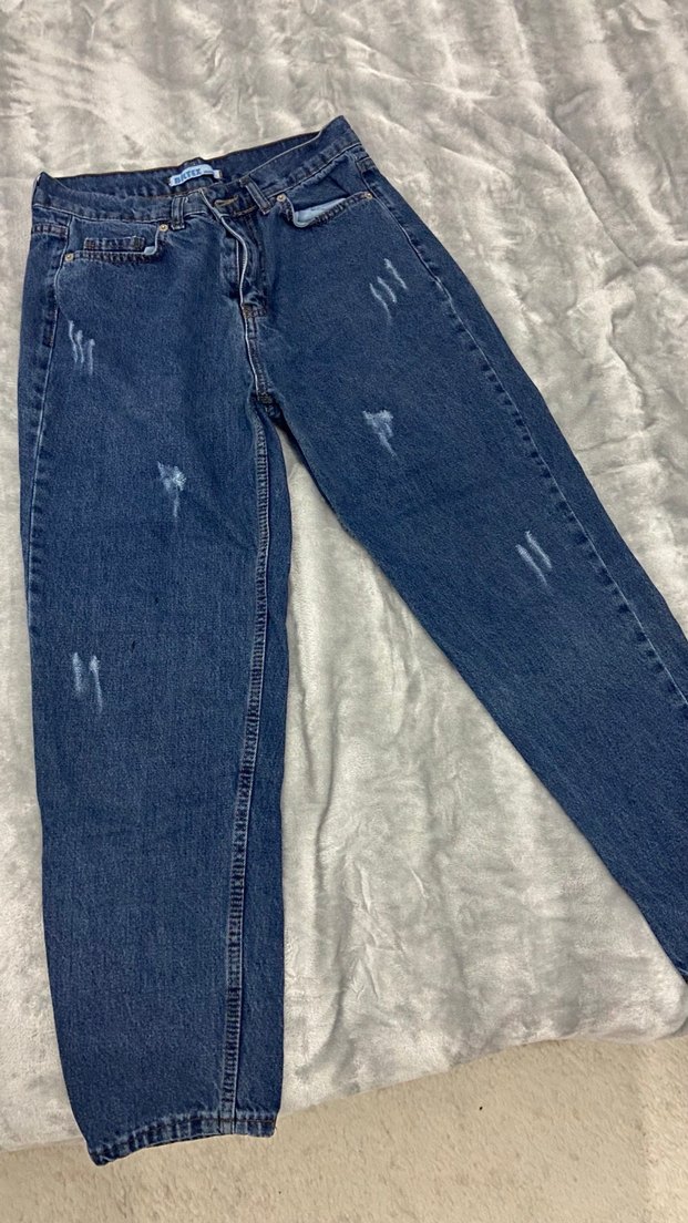 Kadın Mavi Bol Kesim Kot Pantolon - Görsel 2