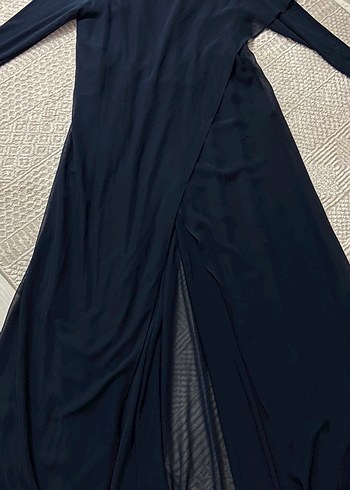 V Yaka lacivert Kadın Midi Tulum - Görsel 3